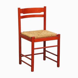 Vintage Wooden Chair with Woven Wicker Seat, 1970s
