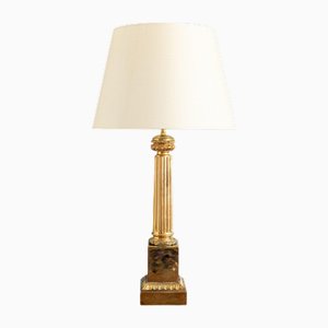 Hohe französische Mid-Century Säulenlampe aus Messing