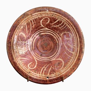 Assiette à Rouleaux Lustrés de Manises, Espagne, 17ème Siècle