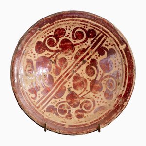 Spanish Manises Lustreware Floral Plate, 17th Century