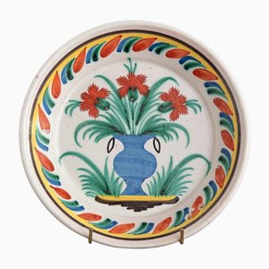 Assiette en Faïence avec Vase de Nevers, Début du 19ème Siècle