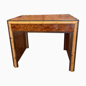 Burr Walnut Desk or Vanity Table attributed to Romeo Rega, 1970s