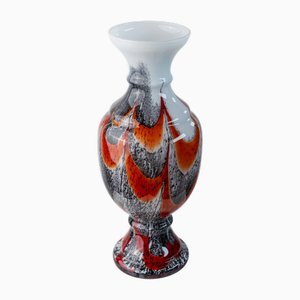 Grand Vase en Verre de Murano Orange, Blanc et Noir par Carlo Moretti, Italie, 1970s