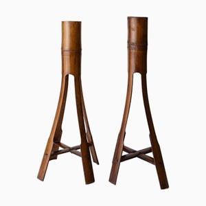 Candelabros de bambú, Italia, años 60. Juego de 2