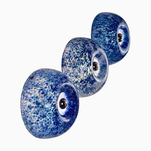 Murano Glass Neverrino Ceiling Lights attributed to Gae Aulenti for Vistosi, 1970s, Set of 3