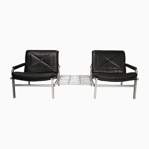 Canapé en Cuir Noir par Andre Vandenbeuck, 1960s
