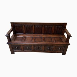 Antike neugotische Kommode Bank, 1890er