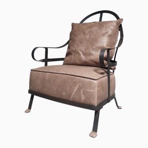 Fauteuil en Cuir Gris, 2000