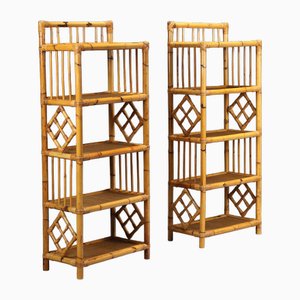 Bamboo Bookcases, 1980s, Set of 2