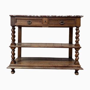 Louis XIII Style Serving Table in Griotte Marble