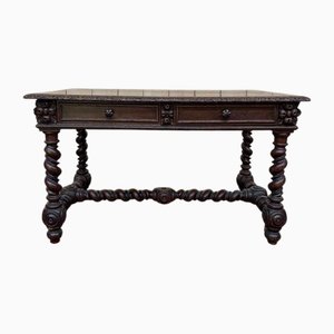 Louis XIII Style Oak Desk with Drawers