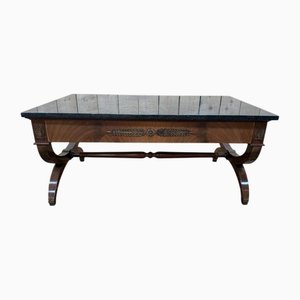 Empire Style Coffee Table in Mahogany and Black Marble