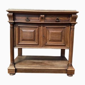 Henri III Konsolentisch aus Nussholz & Beige Marmor