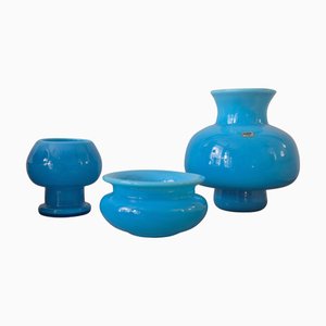 Schwedische Vintage Glasschalen & Vase von Erik Höglund für Boda, 1960er, 3er Set