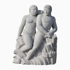 Blaue Steinstatue von Jan Keustermans, 1990er