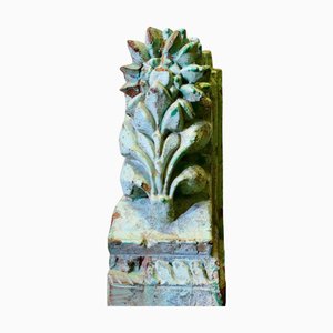 Décoration de Toit Architecturale en Bois Sculpté Antique, Inde