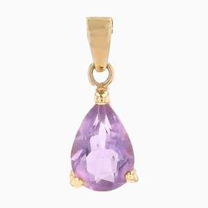 Modern Pear Amethyst 18 Karat Yellow Gold Drop Pendant