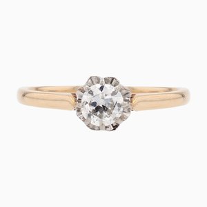 20. Jh. Solitärring aus 18 Karat Gelbgold mit Diamanten
