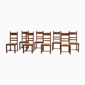 French Dining Chairs, 1950s, Set of 8