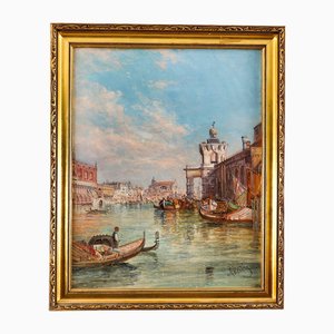 Alfred Pollentine, La Dogana Venedig, 19. Jh., Antikes Öl auf Leinwand, Gerahmt