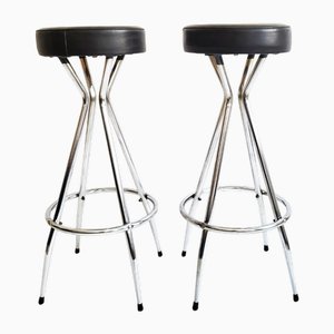 Mid-Century Modern Chrom Barhocker, 1960er, 2er Set