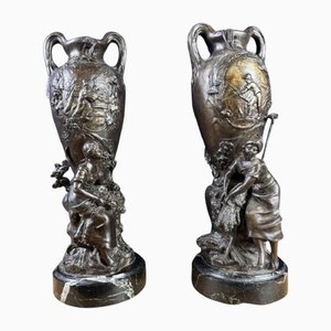 Jarrón Spelter del siglo XIX de François Moreau