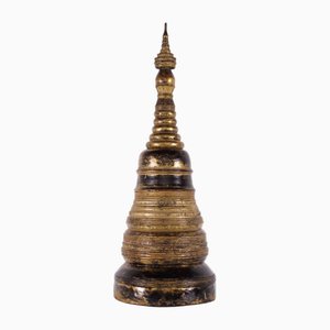 Ancient Burmese Stupa in Gilded Lacquered Wood