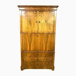 Louis Philippe Charles X Secretary Cabinet in Blond Walnut, 1830