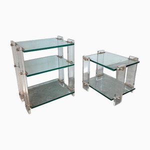 Glass and Acrylic Glass Consoles, 1980s, Set of 2