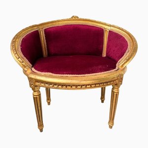 Louis XVI Gilt Wood and Red Velvet Armchair, 1890s