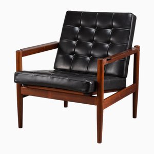 Mid-Century Rosewood and Skai Armchair by Børge Jensen & Sønner for Bernstorffsminde, Denmark, 1960s