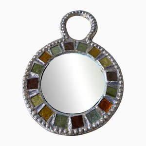 Specchio in ottone e pietra di Irina Jaworska, anni '70