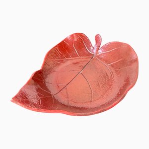 Rotes Blatt Keramikschale, 1960er