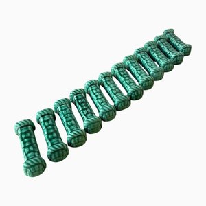 Vallauris Green Ceramic Knife Holders, 1960s, Set of 12
