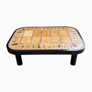 Capron Herbarium Oval Coffee Table by Roger Capron, 1970s