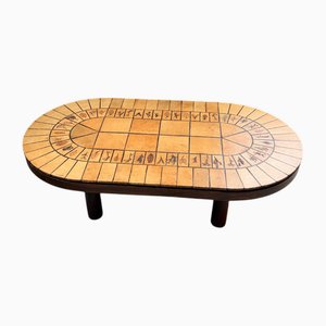Capron Herbarium Oval Coffee Table by Roger Capron, 1960s