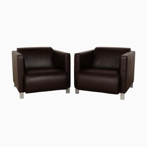 6300 Leather Armchairs in Brown from Rolf Benz, Set of 2