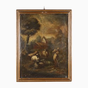 Paesaggio con pastore e pecora, XVIII secolo, Olio su tela, In cornice