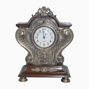 Table Alarm Clock in Rosewood with Silver Applications