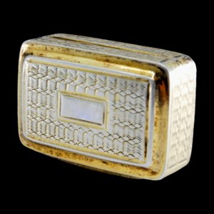 George IV Vinaigrette-Dose aus Silber und Gold mit Deckelgravur