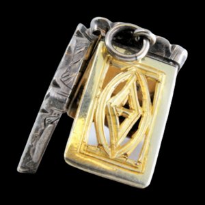 Viktorianische Vinaigrette-Dose aus Silber und Gold mit geometrischen Gravuren