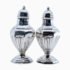 Silver Salt and Pepper Shaker with Reliefs, Set of 2