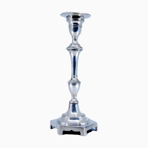 Solitary Candlestick in Plain Silver