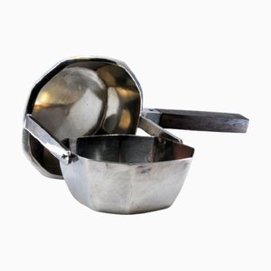 Octagonal Shaped Silver Tea Strainer with Chestnut Wood Handle