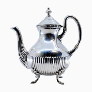 Fluted Silver Teapot with Smooth Lid