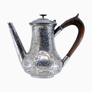 Silver Coffee Pot with Engraved Floral Motifs
