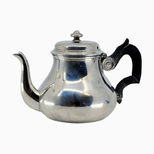 Plain Silver Teapot with Chestnut Wood Handle and Knob on the Lid