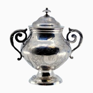 Sugar Bowl in Silver Engraved with Floral Motifs