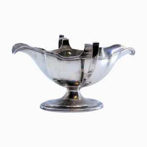 Fluted Silver Gravy Boat with Edge Friezes