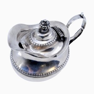 Silver Milk Jug with Pearly Trim and Knob Lid